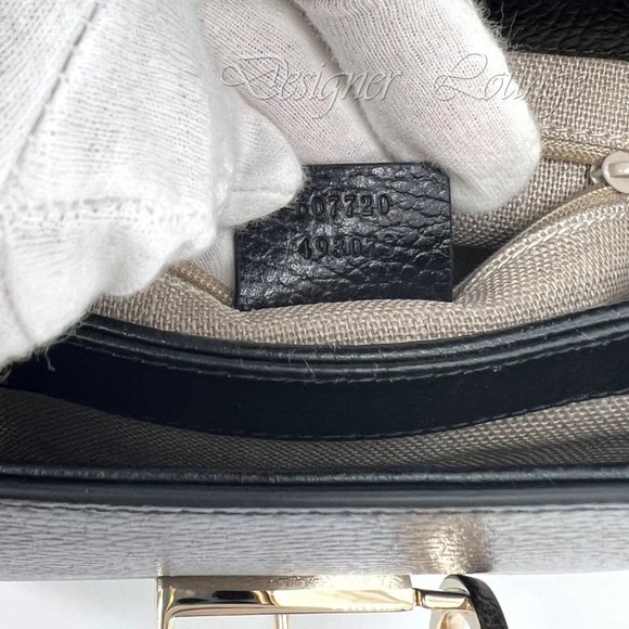NEW GUCCI Interlocking GG Black Leather Small Crossbody Shoulder Chain Bag $2190 - Picture 14 of 15